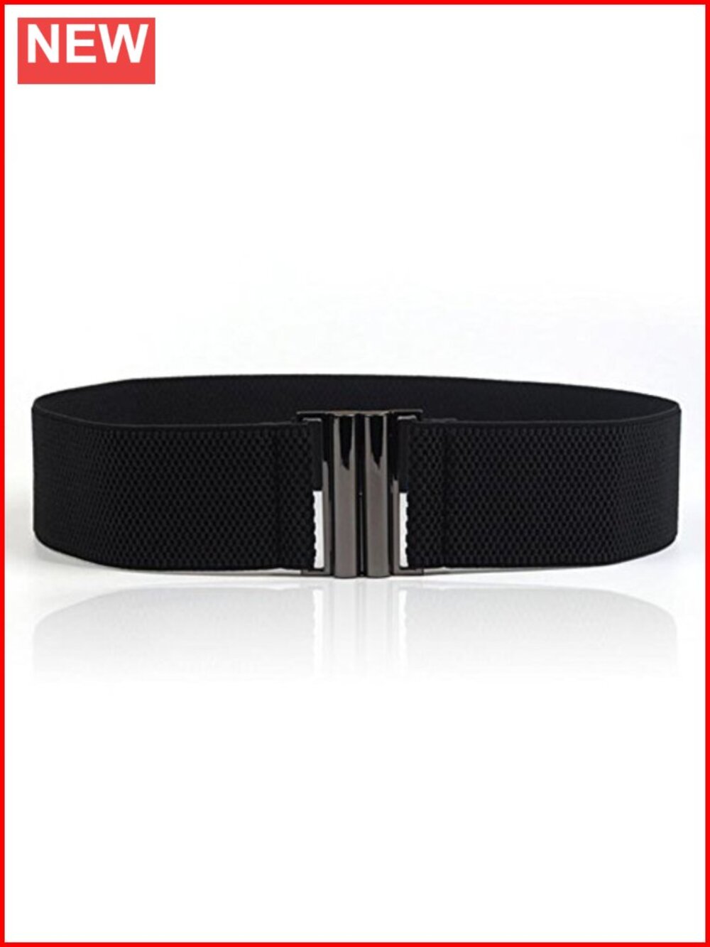 Wide Elastic Waist Belt Braided Leatherette Silver Buckle Stretchy Cinch Trimmer